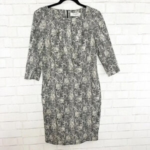 MM LaFleur The Etsuko Pencil Dress in Crackle Black & White Women's Size 8